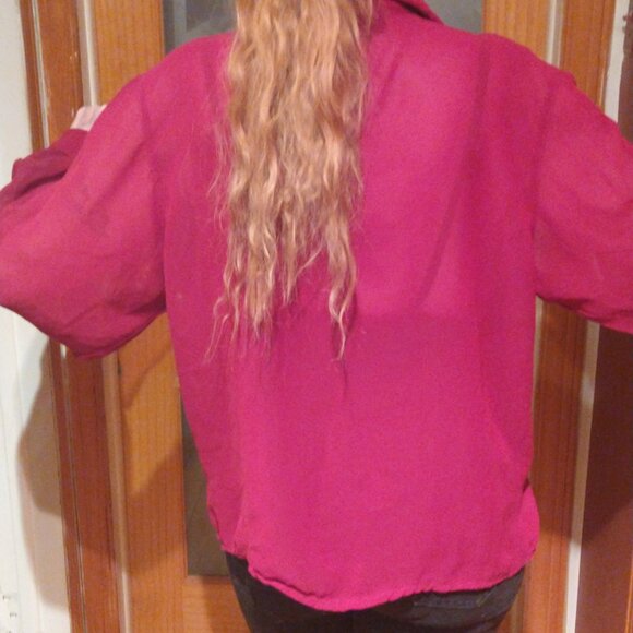 Carole Little petite deep red and gold embroder shirt - Picture 6 of 8